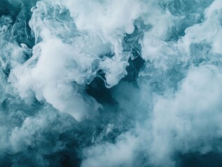 Poster - Abstract textured background of swirling blue and white smoke or vapor creating a dreamlike atmospheric effect