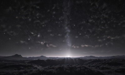 Wall Mural - Velvet black sky, diamond-like stars scattered across  , starry, milky way
