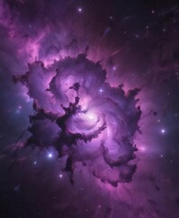 Wall Mural - Vibrant purple nebula swirls around dense star clusters ,  astronomical background,  astronomy, Cosmic nebula