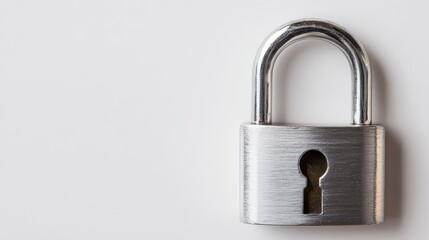 Poster - Close-up of a silver padlock on a white background.