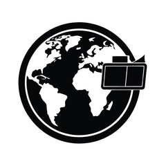 journalist element isolated world map on screen on white background