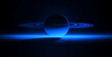 Wall Mural - dark planet with glowing rings