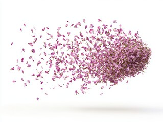 Aufkleber - Ethereal cascade of floating flower petals in purple hues delicate floral arrangement on white graceful