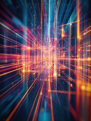 Poster - Abstract Data Stream Background with Network Cables and Glowing Lines Depicting Digital Connectivity