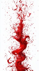 Poster - Vibrant Crimson Splatter on White Serene Backdrop Captivating Red Fluid Motion Abstract Expressionism