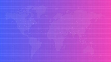 Poster - Blue purple pink gradient bright color world map earth animated dynamic data global background backdrop
