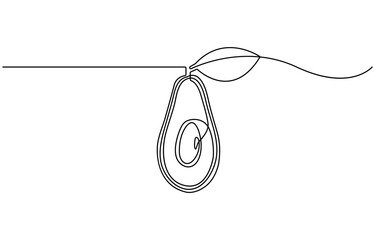 Poster - Avocado one line icon. One line drawing background. Continuous line drawing of avocado. Vector illustration. Avocado linear icon, Avocado Single Line Icon, Avocado Line icon, Sketch and Doodle Design.