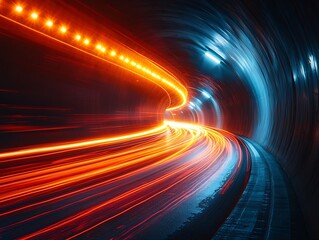 Wall Mural - speed, light trails, tunnel
