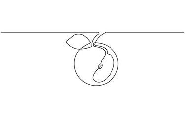 Poster - continuous line drawing of orange fruit isolated on transparent background. Vector illustration, Continuous single one line drawing of lemon lime fresh summer fruit vector illustration, Continuous