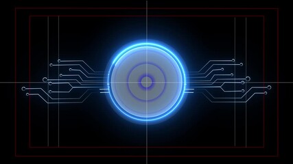 Technology hud element on black background.