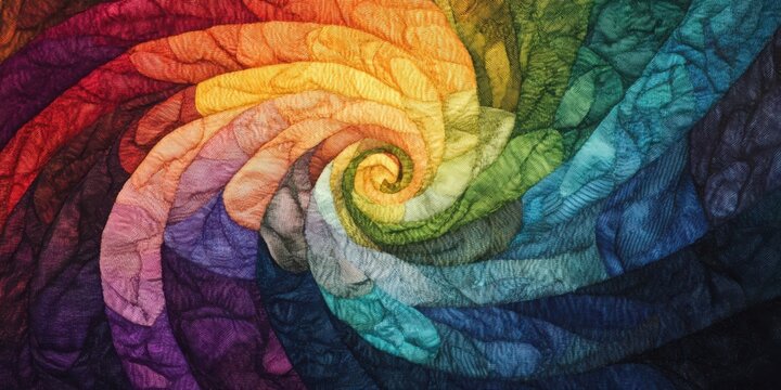 Radiant thread pulled by color swirl, background shows