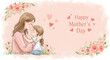 © Aimo Studio - Happy mothers day card vector illustration of mother and child in loving embrace with floral decorations