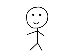 Wall Mural - vector isolated one single stick figure meme man smiling colorless black and white contour line easy