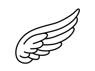 Wall Mural - vector isolated one single simple minimal angel wing with feathers colorless black and white contour