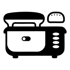 Poster - Bread maker black vector silhouette isolated on transparent background for kitchen appliance icons and food technology illustrations