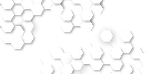 Aufkleber - Abstract hexagon background. Futuristic abstract honeycomb mosaic white technology background. Surface polygon pattern with glowing hexagon paper texture and futuristic business. graphic concept.	
