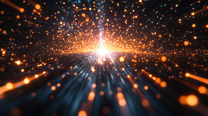 Poster - Dynamic explosion of light particles creating vibrant cosmic energy effect.