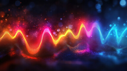 Poster - Colorful sound wave visualization with vibrant gradients and glowing particles.
