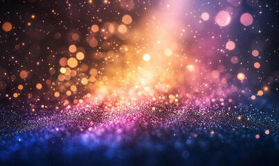 Poster - Colorful bokeh lights and sparkling particles creating dreamy abstract background.