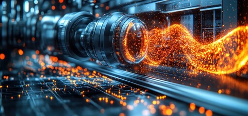 Leinwandbilder - Futuristic Machinery: Energy Flow Visualization