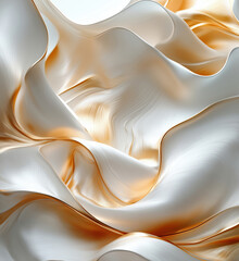 Poster - elegant flowing fabric with golden accents creating a luxurious abstract background.