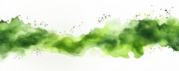 Poster - green watercolor abstract background with soft textures and splashes for design.