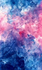 Poster - Abstract watercolor art showcasing vibrant pink and blue hues with flowing patterns and textures for relaxation and inspiration