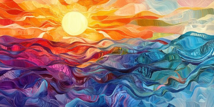 Background reveals vibrant ripple of dreamy thread rise