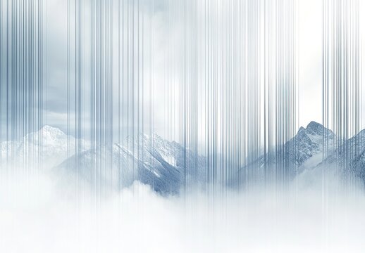 White lines form the outline of mountains, white background, simple and elegant style,