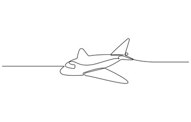 Poster - continuous one line drawing airplane. vehicle concept. single line draw design graphic vector illust
