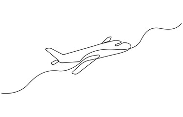 Poster - continuous one line drawing airplane. vehicle concept. single line draw design graphic vector illust