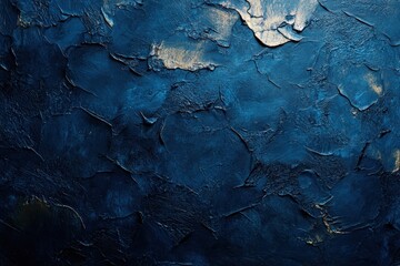 Fototapete - Textured dark blue wall with subtle gold accents creates a striking visual effect in an indoor setting, perfect for modern design aesthetics