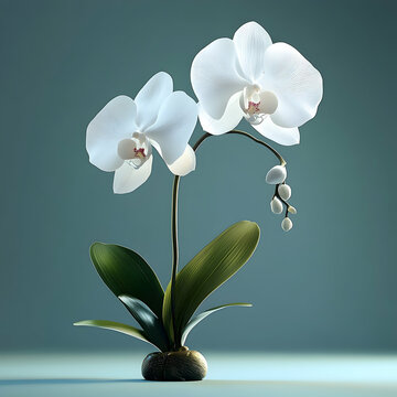 Two elegant white orchids in a  setting.