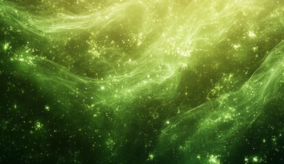 Wall Mural - cosmic nebulae in vibrant green and yellow hues