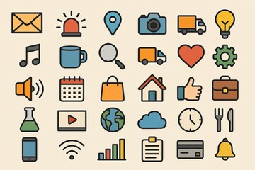 Poster - Collection of Colorful Pixel Art Icons