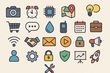 Poster - Collection of Colorful Pixel Art Icons