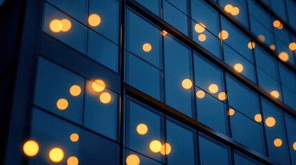 Modern Building Windows Reflecting Evening Lights