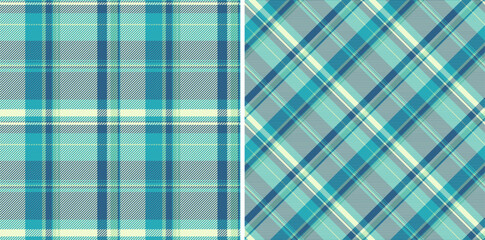 Poster - Stylish textile pattern design showcasing a classic plaid motif, rendered in cool blue hues. Ideal for backgrounds, apparel, or digital designs.