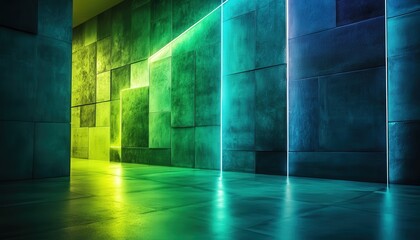 Poster - Colorful light display creates vibrant atmosphere in urban setting at night showcasing creative digital art and technology