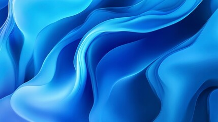 Poster - Abstract blue flowing waves, dynamic curves, vibrant color gradients, smooth texture, liquid-like motion.