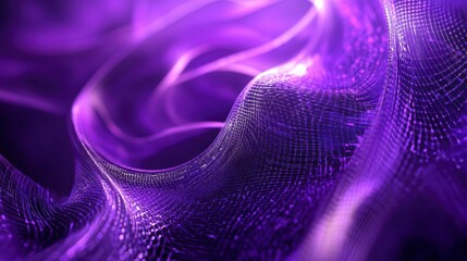Poster - Abstract purple wave background with glowing particles and dynamic motion.