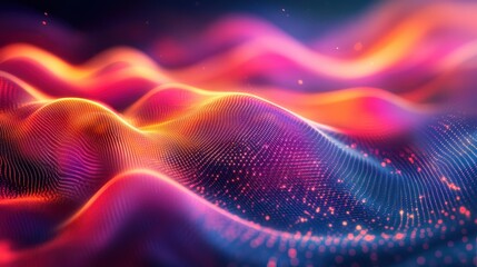 Leinwandbilder - Vibrant wave patterns create a mesmerizing visual experience in a colorful digital landscape with rich textures and flowing forms