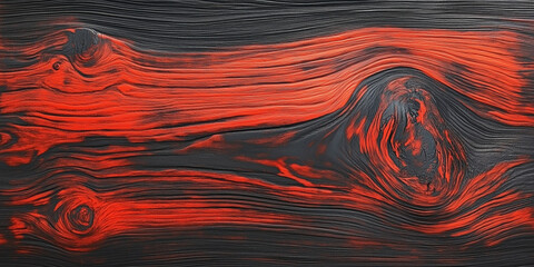 Poster - Abstract red and black wood texture with flowing patterns and organic shapes.