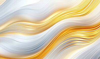 Poster - elegant abstract waves in gold and silver tones creating a luxurious background design.