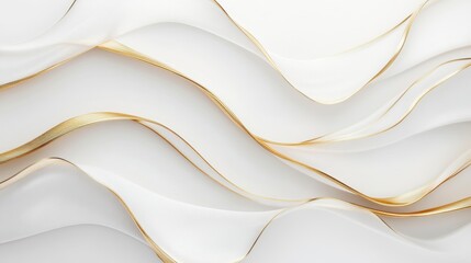 Poster - Abstract white and gold wavy background.