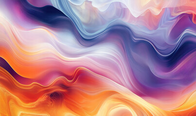 Poster - colorful abstract waves in vibrant hues of orange, purple, and blue.
