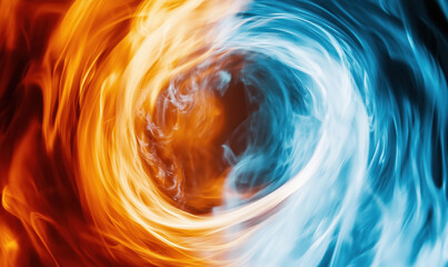Poster - Dynamic swirl of fire and ice representing contrasting elements in vibrant colors.
