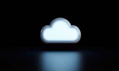 Aufkleber - glowing cloud icon on dark background for digital storage and technology concepts.