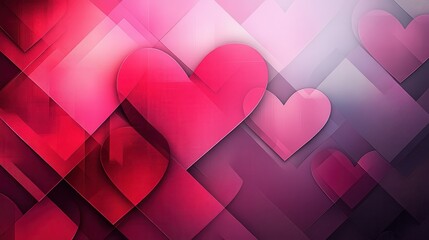Poster - Colorful geometric hearts create a visually appealing display against a textured background, enhancing the atmosphere with love and creativity during a celebration