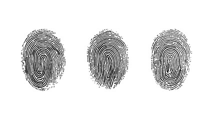 Wall Mural - set of multiple fingerprint pattern on white background. abstract fingerprint design with a grunge t